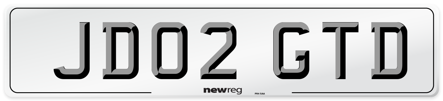 JD02 GTD Number Plate from New Reg